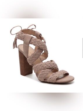 BCBG Generation Braided Block Heel Sandal - Taupe Women’s Dress Sandal 9.5
